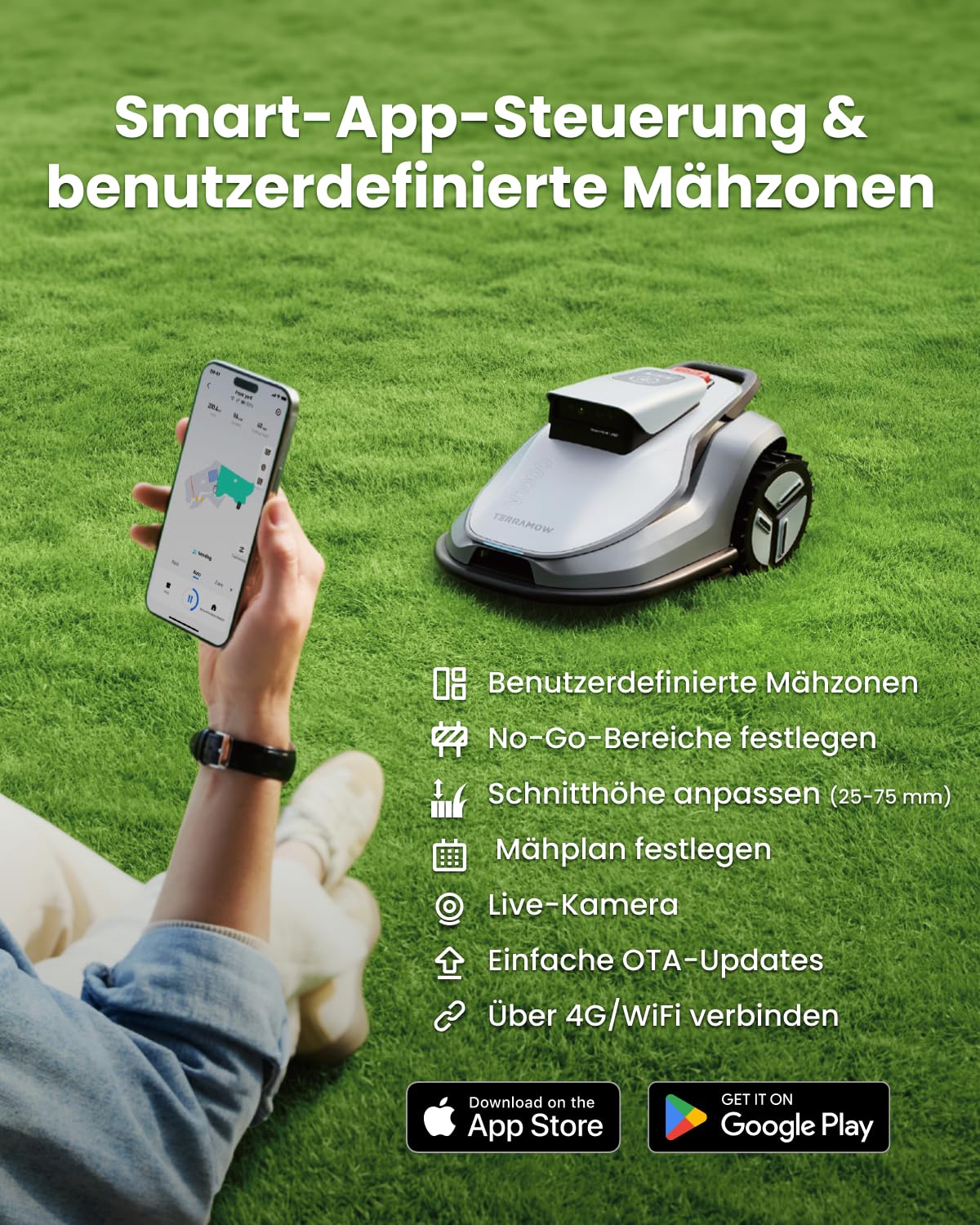 TerraMow V600 Mähroboter ohne Begrenzungskabel mit Garage, Rasenmäher Roboter bis 600 m², Tri-AI-Vision Navigation, Echtzeit-Hindernisvermeidung & Automatische Kartierung, Ideal für komplexe Gärten