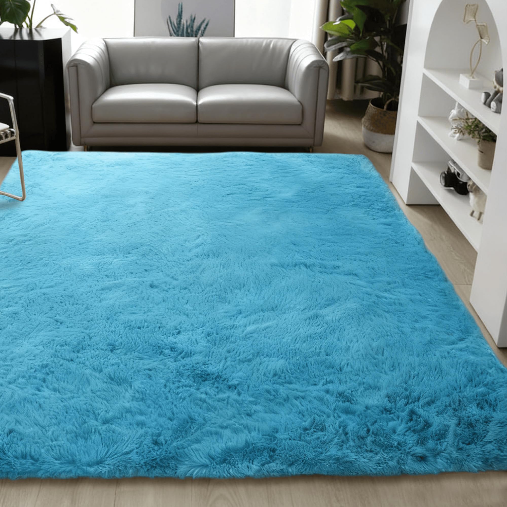 Tapis de chambre antidérapant bleu 200 x 270 cm pour éviter les glissades au bureau