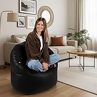 Vista 7 de Big Joe Milano - Silla de Puf con Cuero Montana Negro Vibe