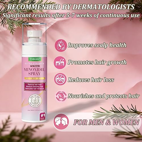 Miniatura 5 de Spray de minoxidil al 5% para el crecimiento del cabello de las mujeres, paquete de 5 (16.9 onzas), tratamiento de crecimiento del cabello con