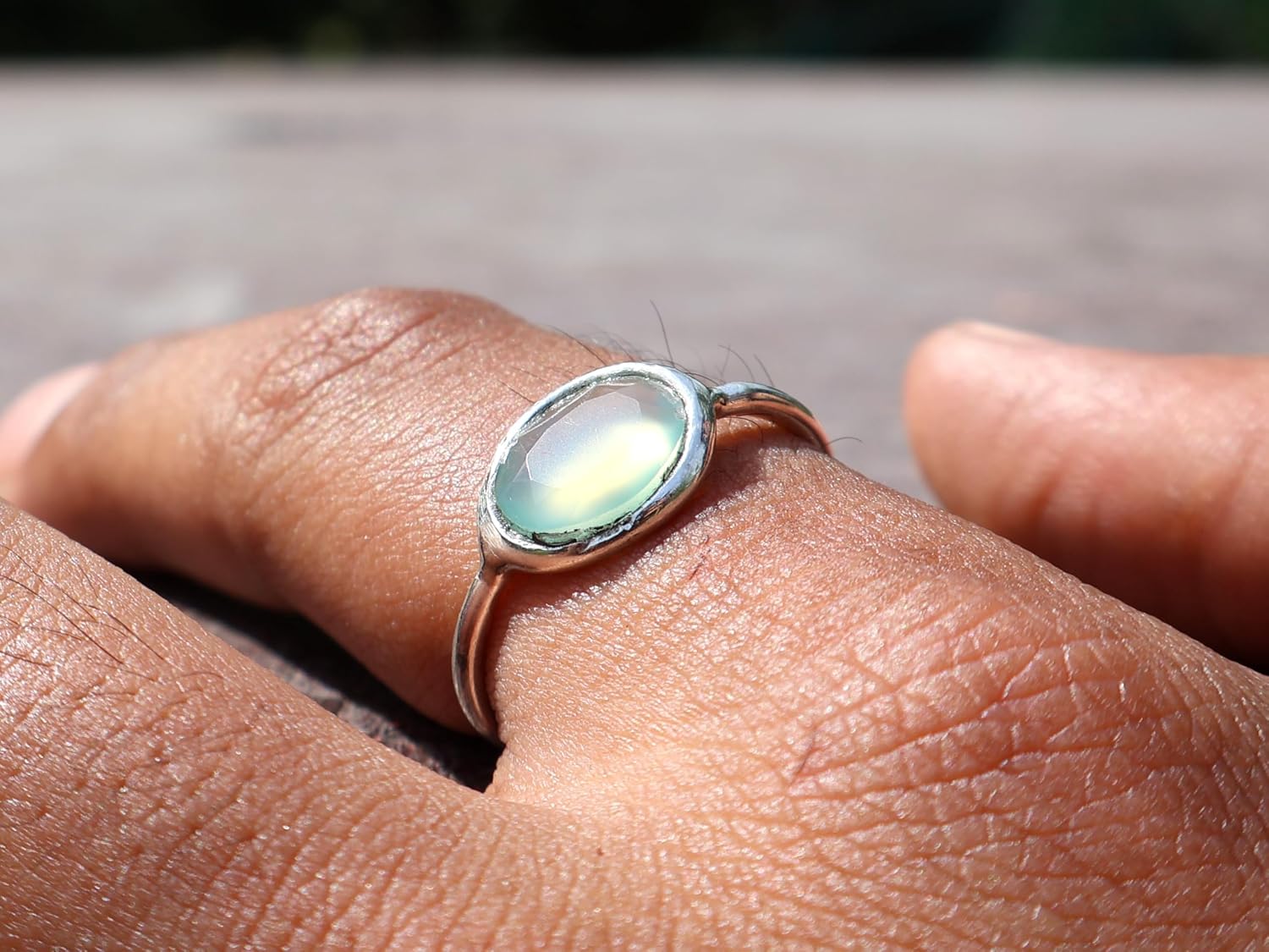 Aqua Chalcedony Ring 925 Sterling Silver Handmade Cut Gemstone Dainty Stackable Ring Gift for Her Ocean Jewelry Ring for Everyday Wear