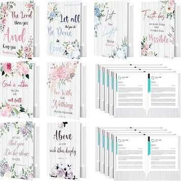Qeeenar 24 Pack File Folders Organizer Christian Folders with Pockets 9x12 Inch Filing Organizer Document Holder Pocket Folder for School, Office, and HomeFlower Style