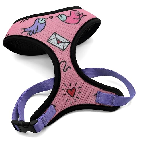 MORSO® Arnés Transpirable Air Mesh para Perros pequeños, Rosa, Morado y Negro, Talla XS