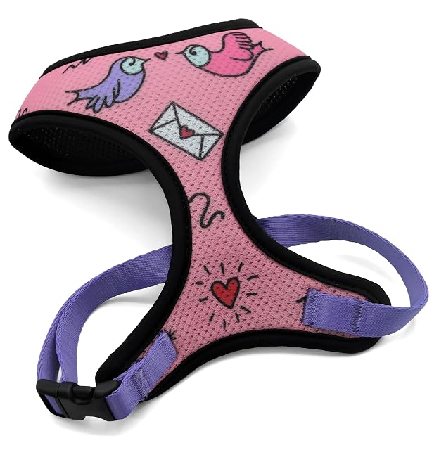 MORSO® Arnés Transpirable Air Mesh para Perros pequeños, Rosa, Morado y Negro, Talla XS