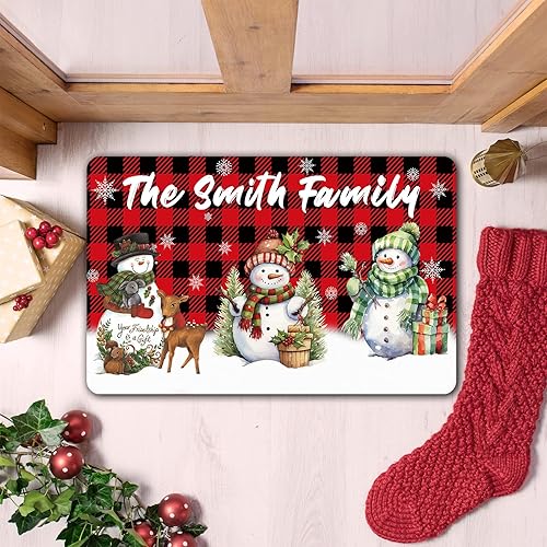 Miniatura 2 de Felpudo de Navidad personalizado para exteriores con nombre, tapete de bienvenida personalizado de Navidad, entrada al aire libre, hogar, tapete de