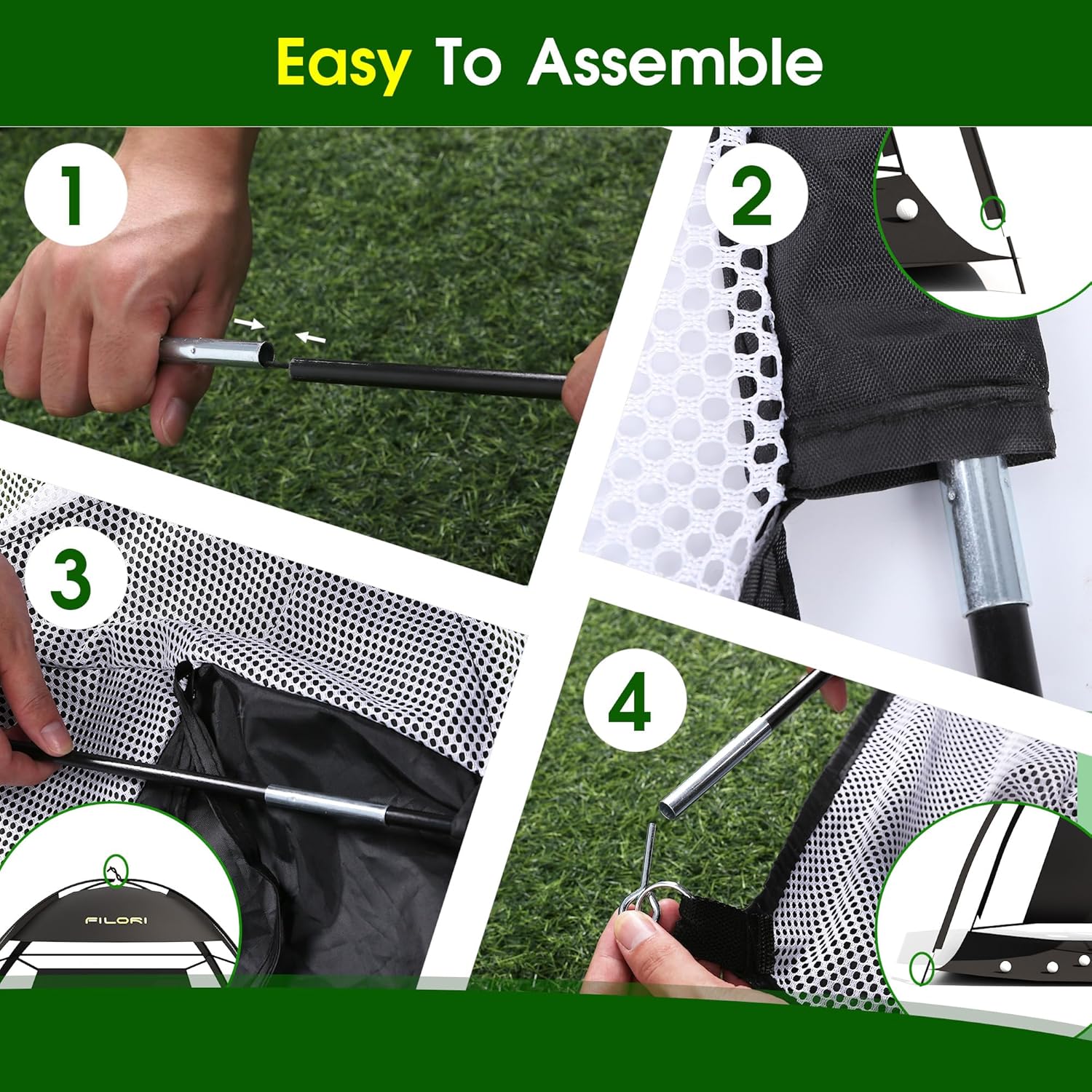 FILORI Golf Practice Net 10x7FT Heavy-Duty Golf Hitting Net with Tri-Turf Mat, 8 Balls, Tee & Carry Bag, Indoor/Outdoor Backyard Training for Driving Chipping Swing, Ideal Gifts for Men Dad Golfer - Image 5