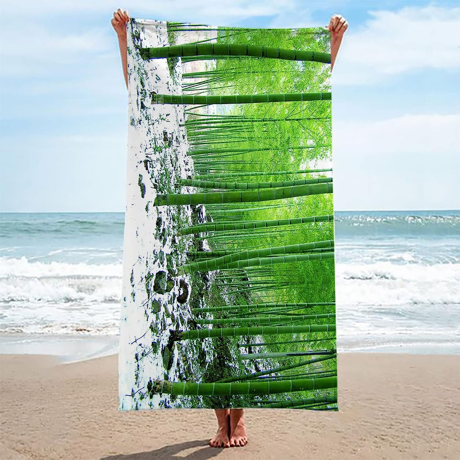 Strandtuch Chinesischer Bambus, Mikrofaser Strandtuch Verschneite Landschaft Handtuch Extra Groß 200x200 cm Badetuch Strandhandtuch Schnell Trocknendes Saunatuch, reisehandtuch, Badehandtuch A317
