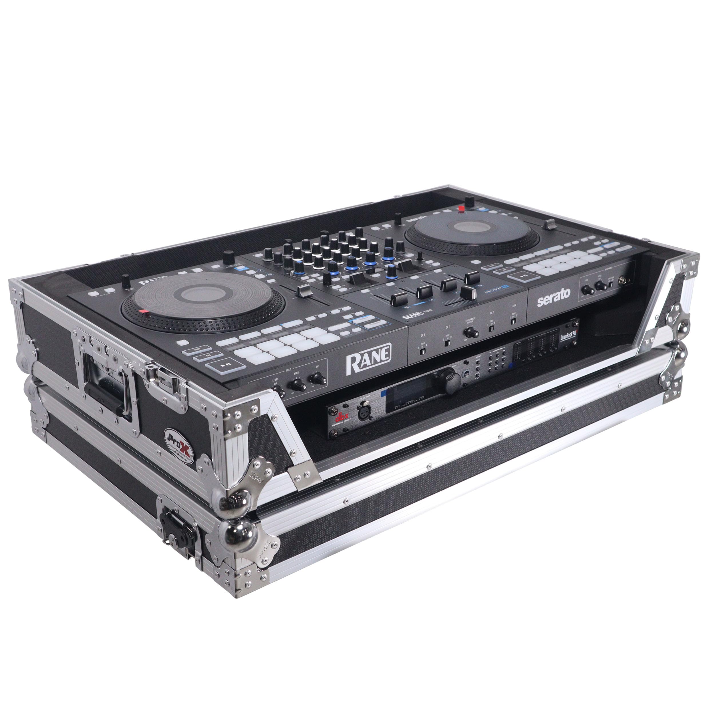 ProX XS-RANEFOUR W ATA Flight Style Road Case For RANE Four DJ Controller with 1U Rack Space and Wheels