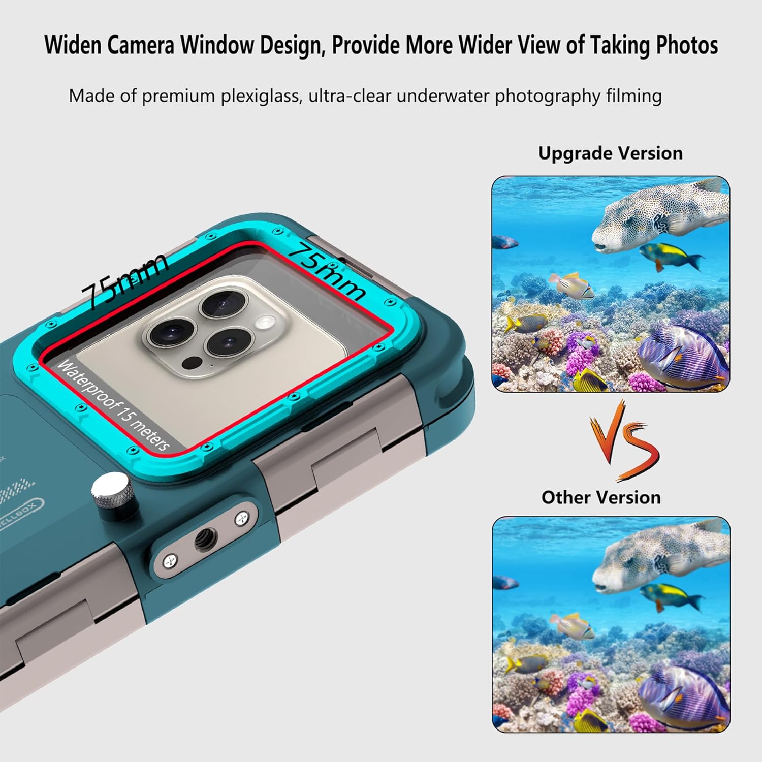 Professional IP68 Diving Waterproof Phone Case for iPhone 17/16/15/14/13 Pro Max/Plus, 50FT /15M Underwater Snorkeling Filming Case, Left Volume Button Compatible, Teal