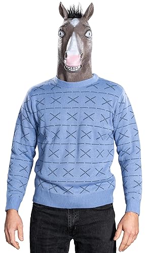 Horse Man Knitted Sweater and Jack Mask Halloween Costume Cosplay