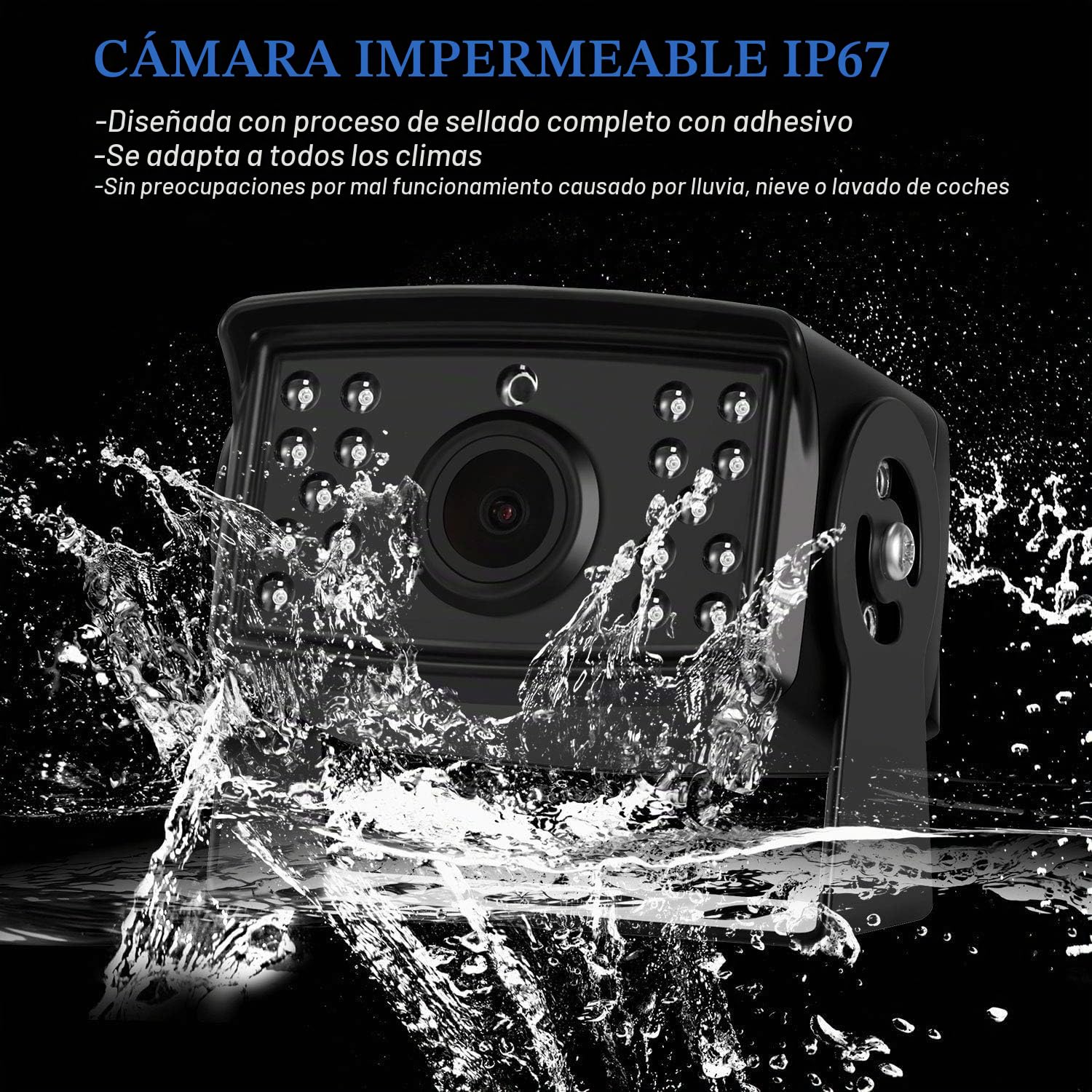 Cámara Trasera Inalámbrica para Camión, Kit Cámara Marcha Atrás Camión 24V DVR AHD, Monitor IPS 7'' Grabación Multicanal, Cámara Trasera para Camión, Visión Nocturna