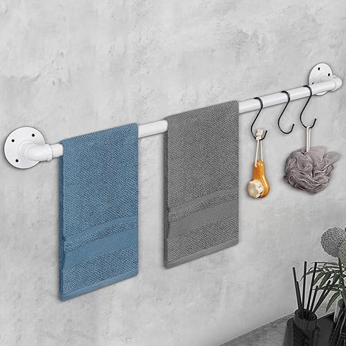 Vista 26 de Toallero de tubo industrial, resistente para montar en la pared, rústico, para baño (negro, 16 pulgadas)