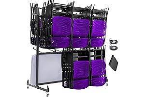 Folding Chair and Table Mobile Cart: 84-Count Dual-Sided Chair Storage