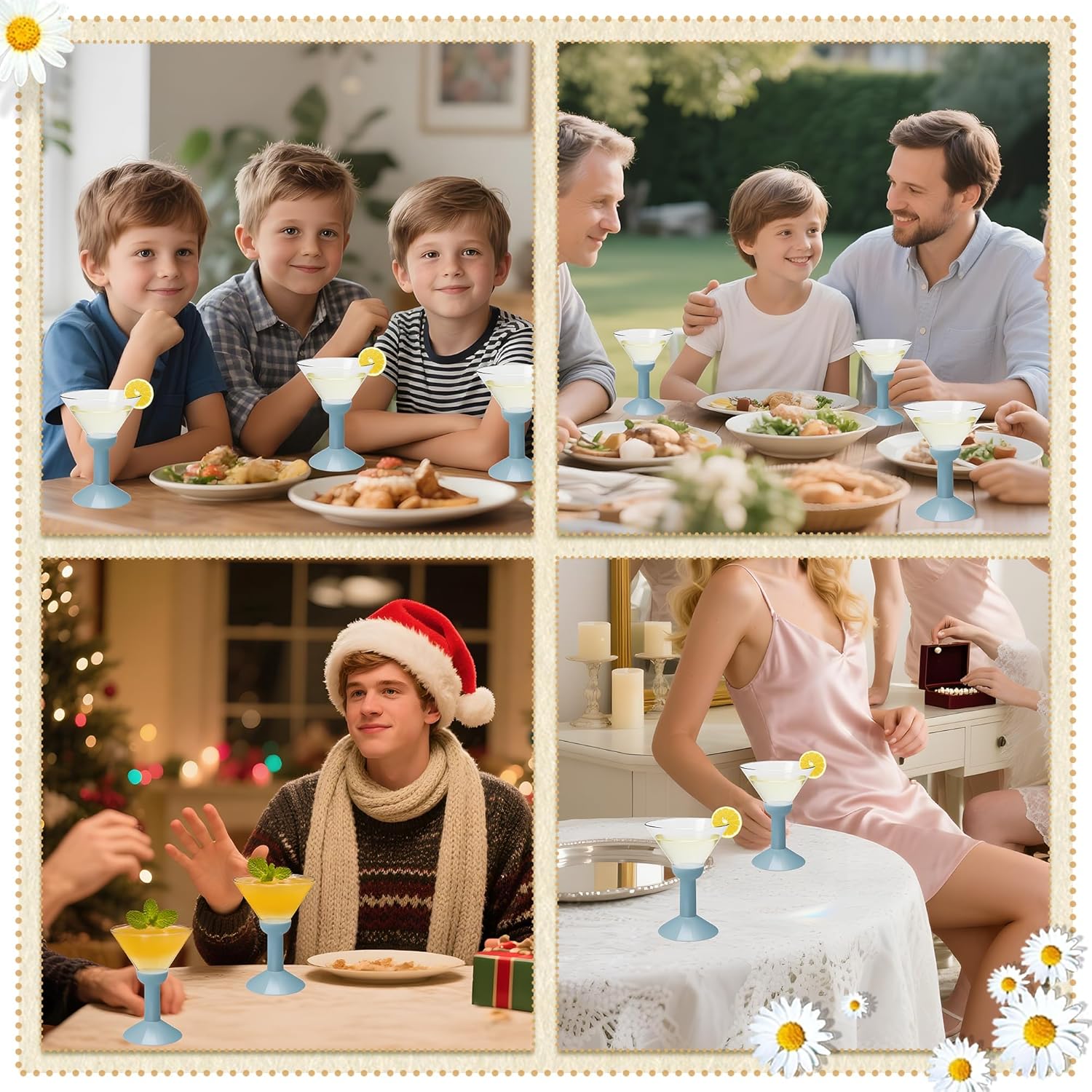 Plastic Martini Glasses 5oz 12 Pack, Vintage Cocktail Glasses with Crystal Texture High Stem, Unbreakable Coupe Glasses for Party (Blue)