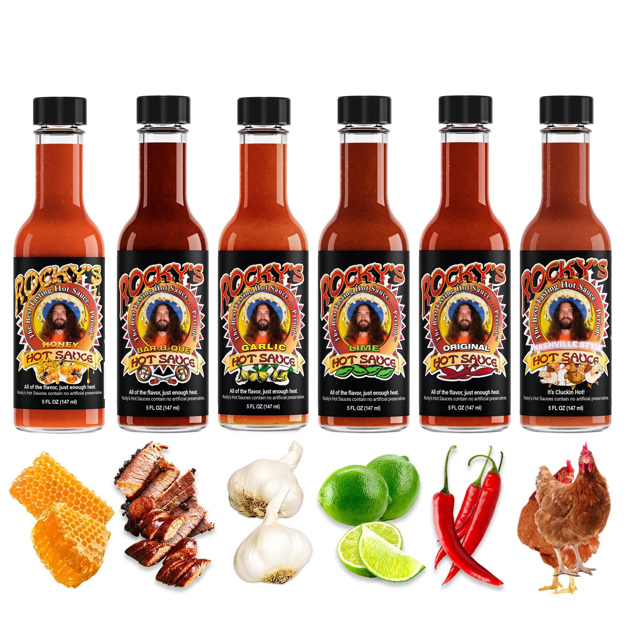 Buy Rocky's Hot Sauce Variety Pack 6 Bottles Gourmet Red Chili