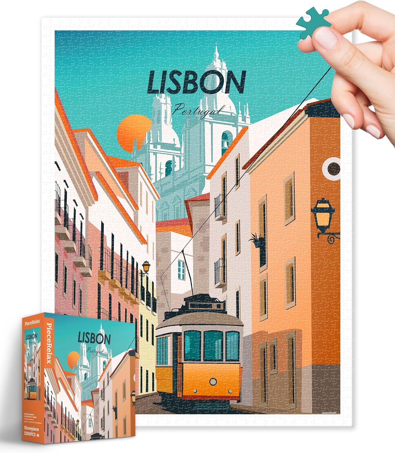 PieceRelax Plastic Jigsaw Puzzles for Adults 1200 Pieces Studio Inception - World Travel - Lisbon Most Satisfying Table Games and Gifts No Puzzle Mat Required [H3504]