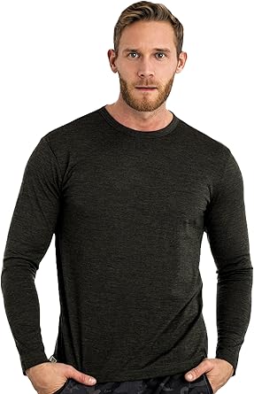 Merino Wool Long Sleeve Base Layer for Men 100% Wool Thermal Shirt