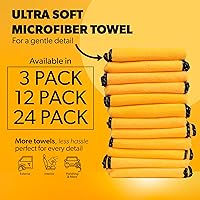 Vista 2 de Chemical Guys Toallas de Microfibra Premium de Grado Profesional para Automóviles, Dorado, 16" x 16", Paños de Detallado de Autos Ultra Suaves y Sin
