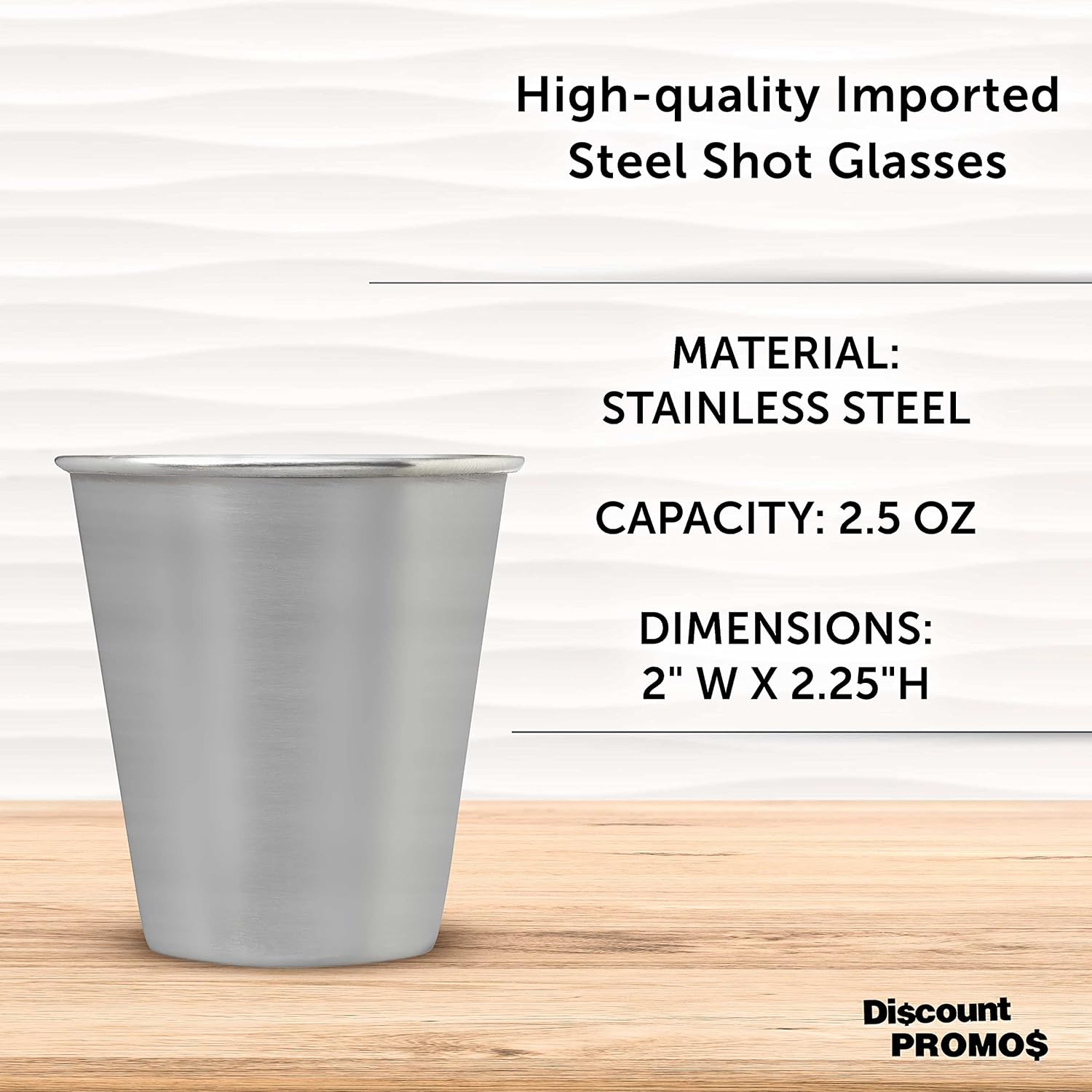 DISCOUNT PROMOS Metal Shot Glasses 2.5 oz. Set of 10, Bulk Pack - Great for Weddings, Birthdays, Parties - Stainless Steel