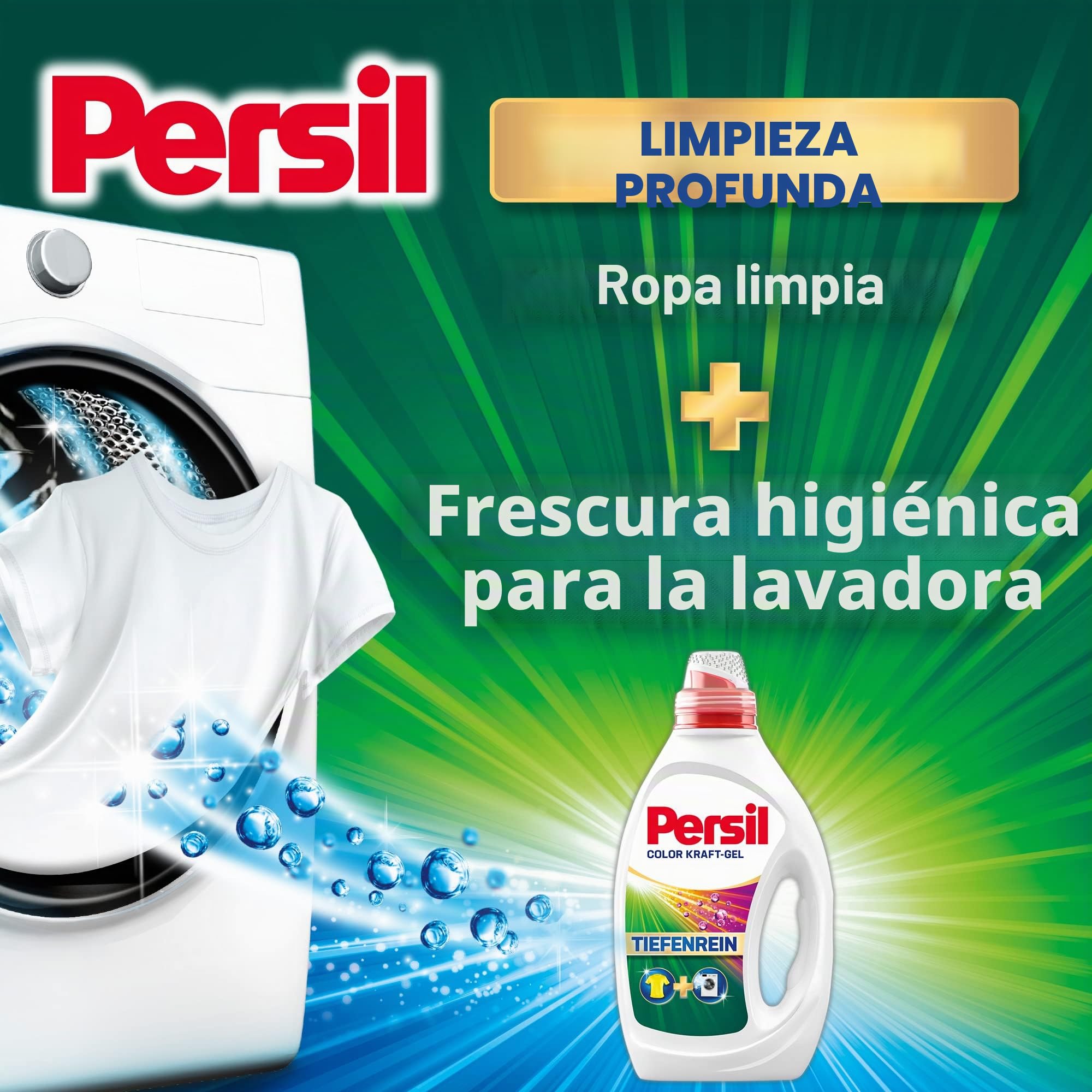 Persil Gel Kraft Color (80 lavados), detergente líquido con tecnología de limpieza profunda, detergente para ropa pura y frescura higiénica para la máquina, eficaz a partir de 20 °C