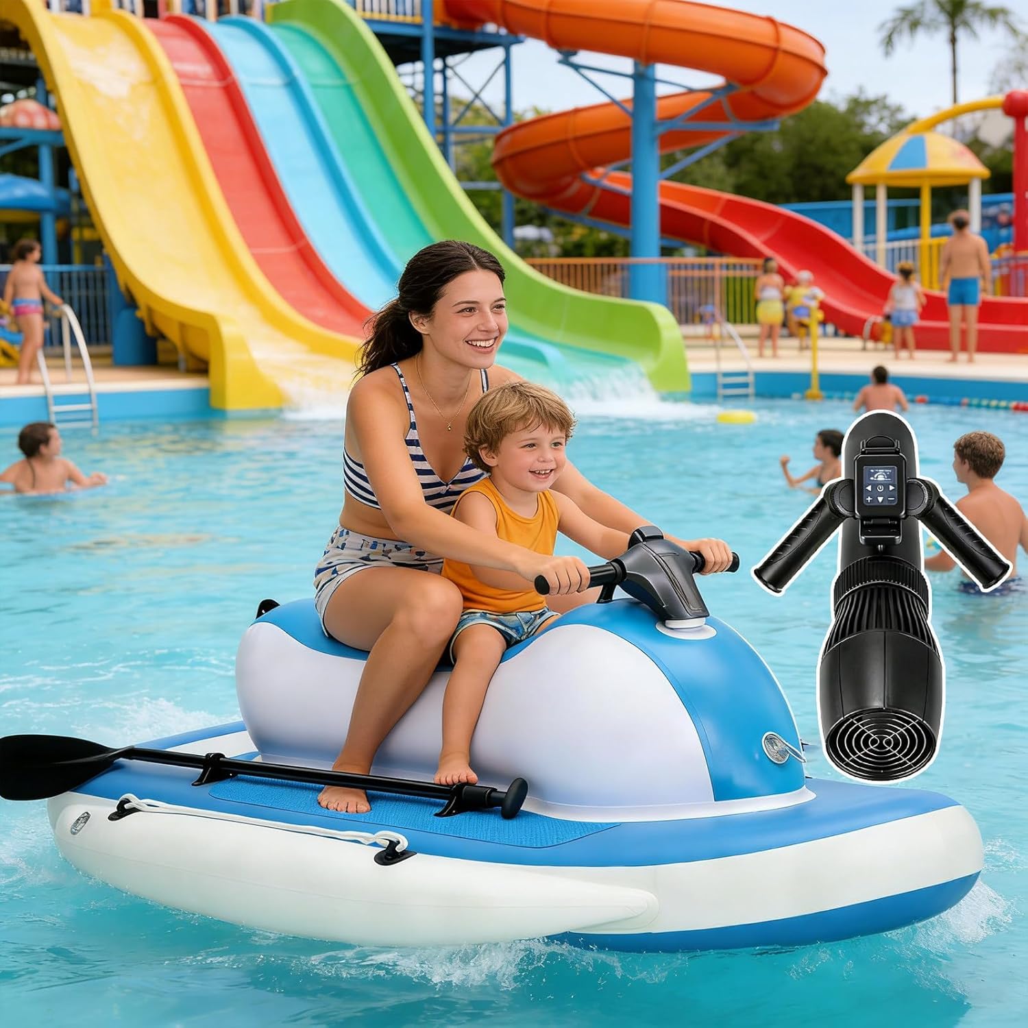 Foldable 3-in-1 Electric Inflatable Jet Ski & Underwater Scooter – 500W/700W Brushless, 10000/16000mAh Battery, 7-11 km/h, 10-Speed Remote – Sea Diving Gear for Adults & Kids 700W