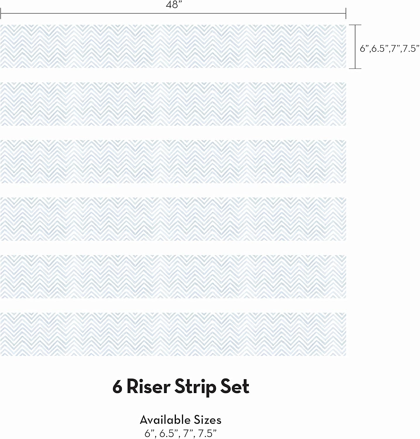 Watercolor Chevron Peel and Stick Stair Riser Strips (Slate Blue, 6 Pack - 48" w x 6" h)