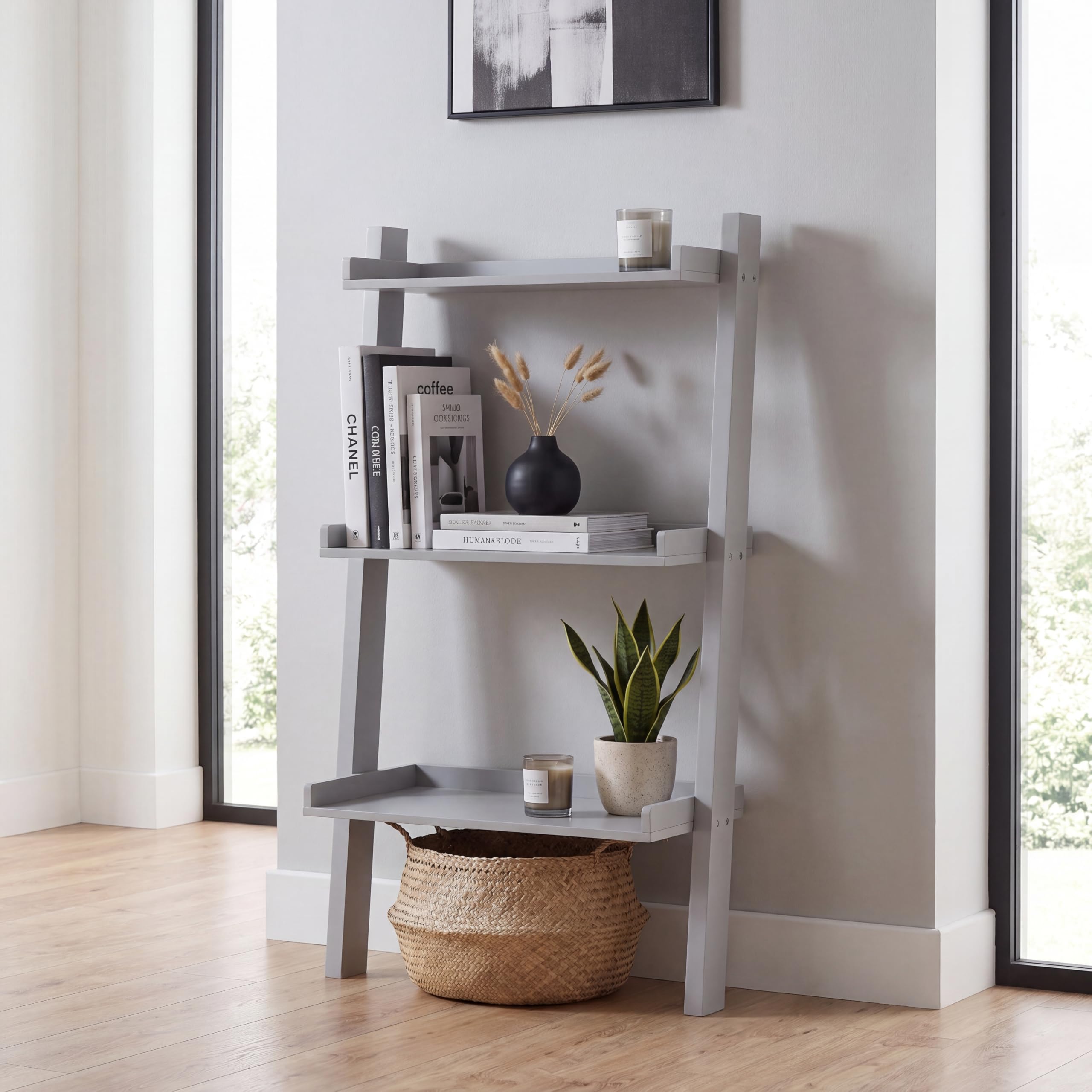 Vida Designs York 3 Tier Ladder Bookcase - Grey
