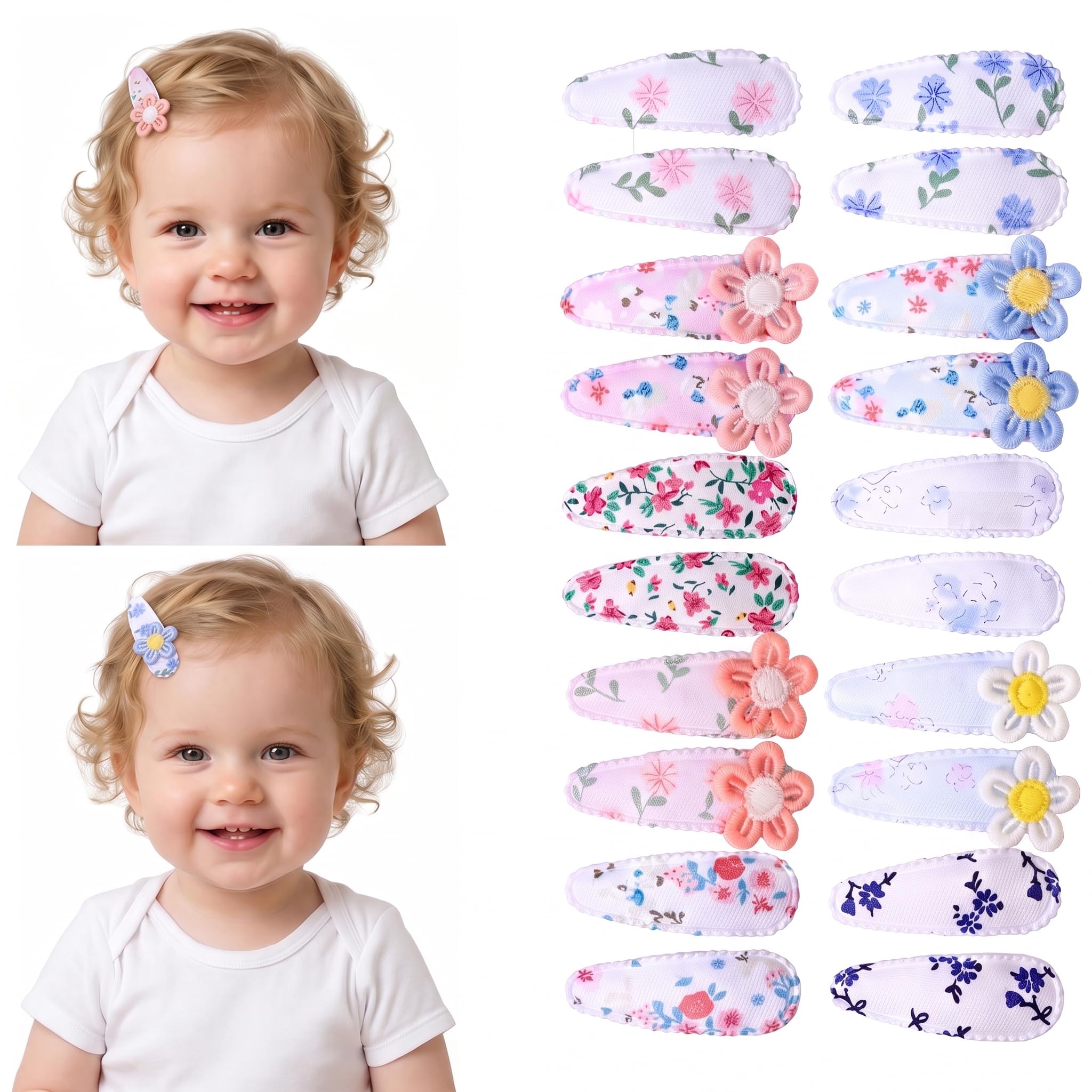 20Pcs Baby Hair Clips, Floral Barrettes, Toddler Girls Hair Clips