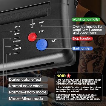 Tattoo Transfer Stencil Machine Copier Printer with 20pcs Free Transfer Stencil Paper Tattoo Stencil Printer Machine Transfer Machine Thermal Copier Tattoo Kit Copier Printer