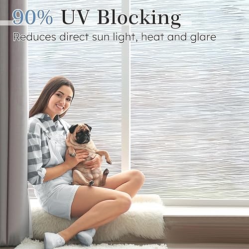 Miniatura 4 de LUTE Película de privacidad para ventana, película de vidrio esmerilado extraíble, bloqueo solar, control de calor, cubierta de ventana de puerta,