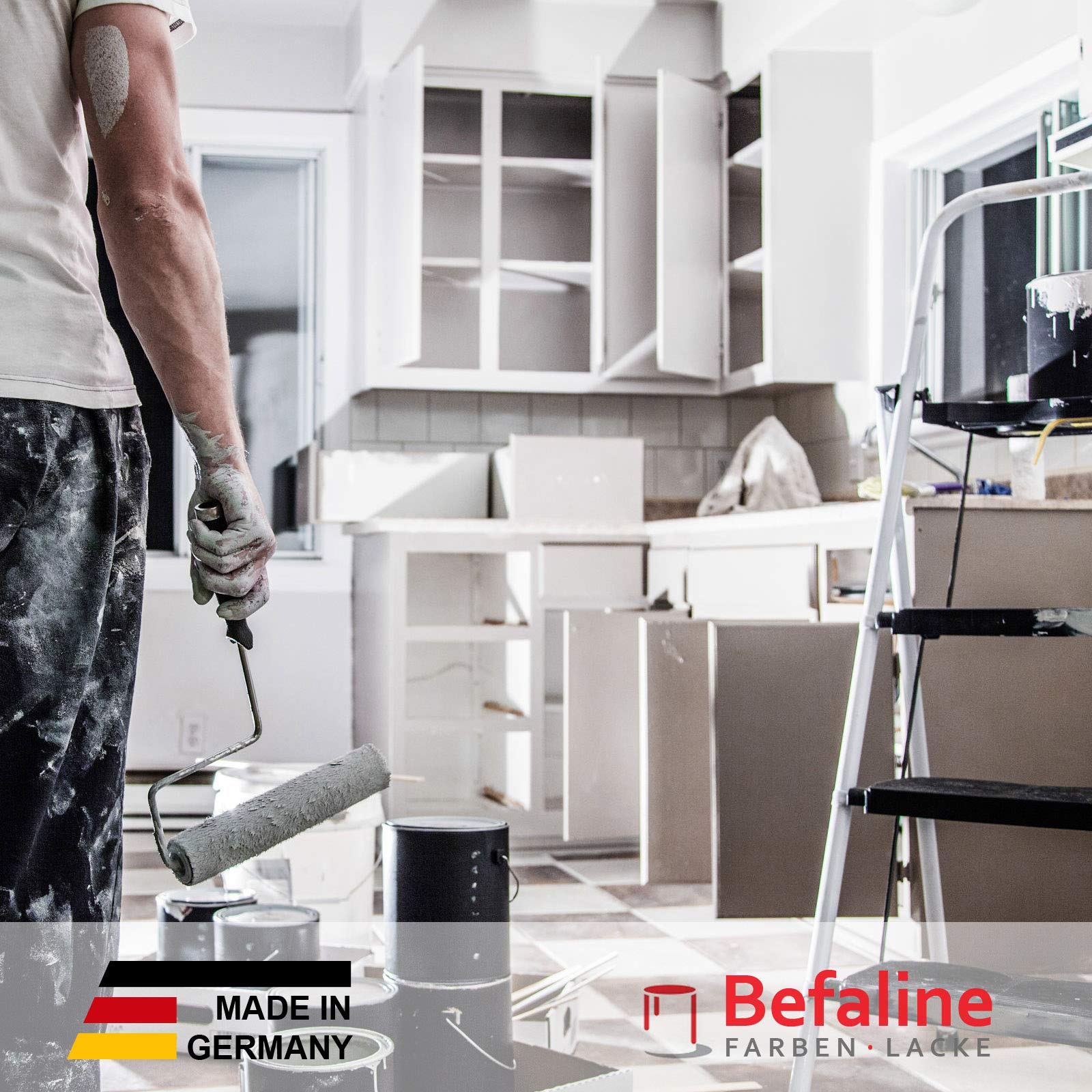 BEFA-39 - Vernice per legno per interni ed esterni, 5 litri, colore bianco satinato, resistente alle intemperie, per tutti i legni, altamente coprente, resistente ai raggi UV, a base
