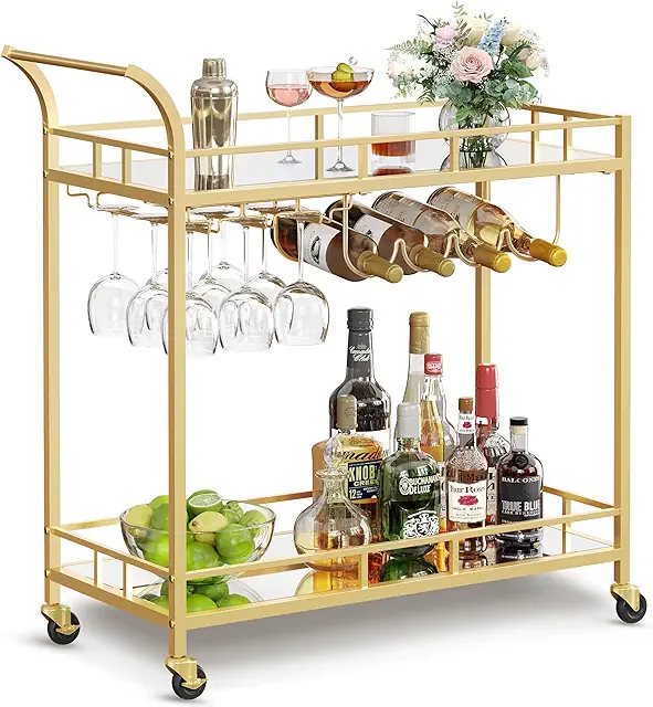 Bar cart gold brass living room