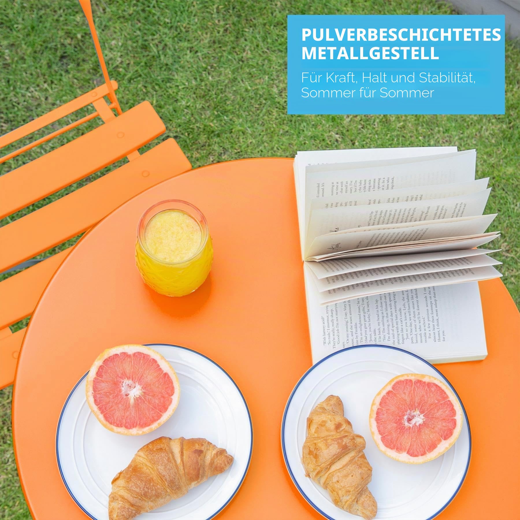 Harbour Housewares 2 Sitzer Sussex Bistro Set - Round - Orange