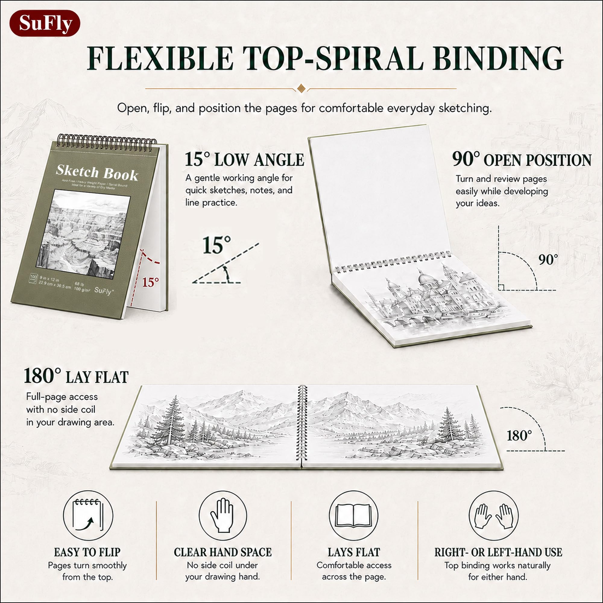 SuFly Sketchbook - 100 Sheets for Drawing & Sketching -7 SuFly Sketchbook - 100 Sheets for Drawing & Sketching -7