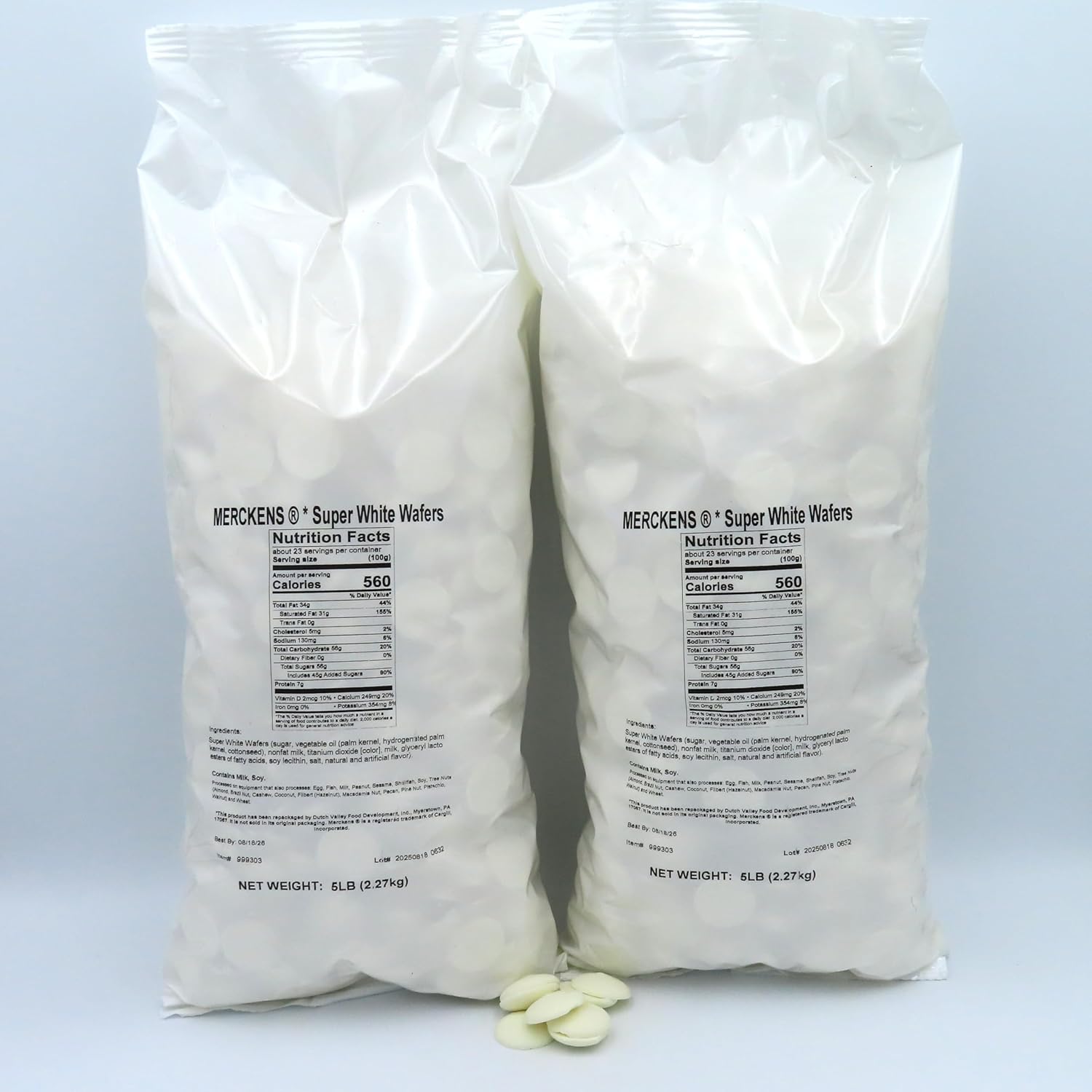 MERCKENS Coating Wafers, Melting Chocolate, Super White, 10 Pounds