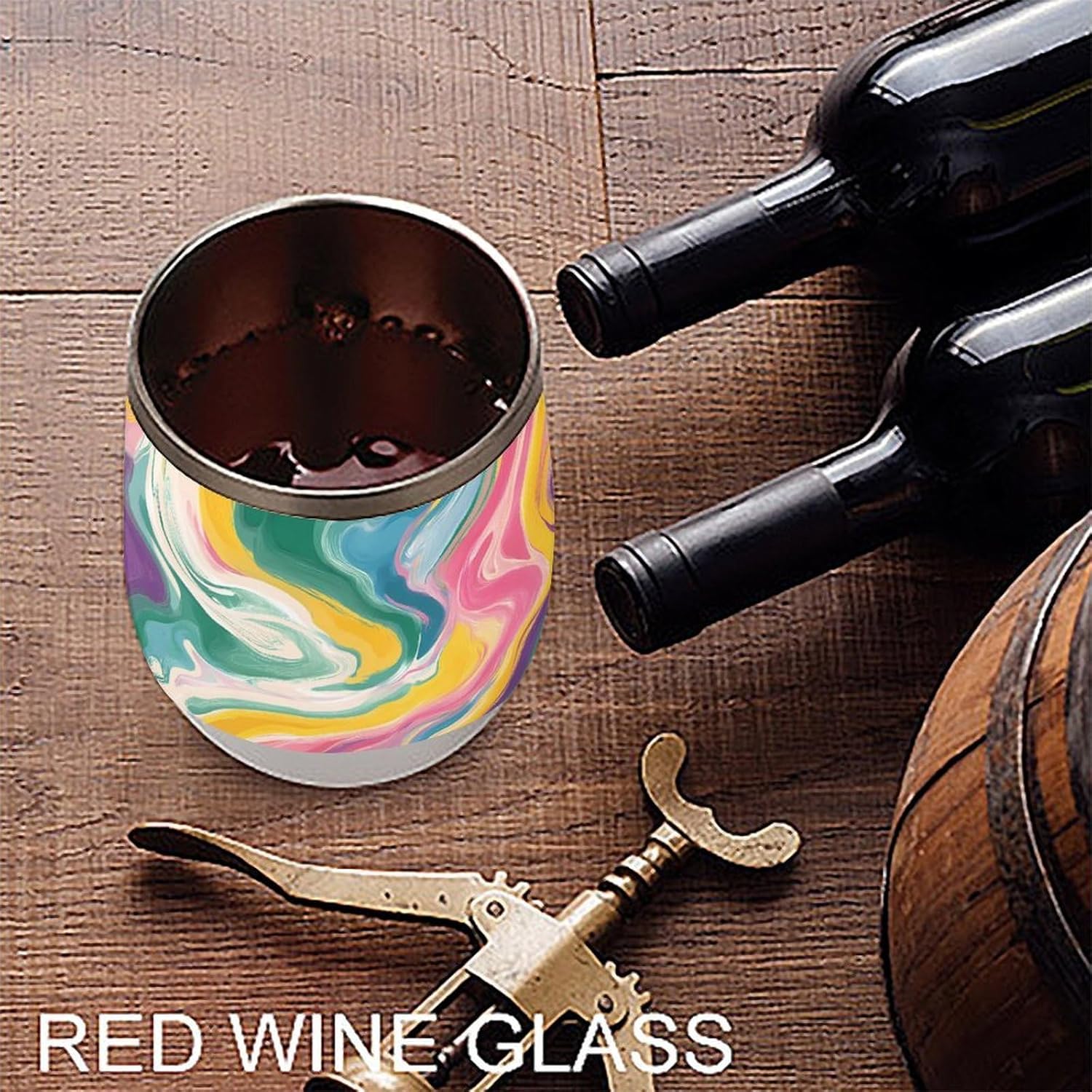 Colorful Tie-Dye Swirling Twisted Insulated Drinking Cup Stainless Steel Coffee Mug Wine Tumbler with Lid 12OZ