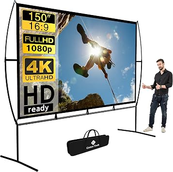 Canvas Projector 339 x 270 cm (150 inches) 16: 9 Mobile Projector Screen Easy Assembly and Operation Suitable for Home Cinema and Outdoor Projection Screen