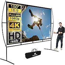 Buy Projector Screen Outdoor Projector Screen 150 Inch 16 9 4k Hd Foldable Projector Screen With Stand For Outdoor Movie Screen Home Theater Indoor Projector Screen And Gifts Idea Online In Indonesia B08j6q59tb