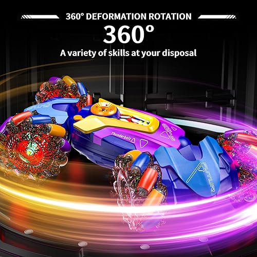 Miniatura 5 de Coche de acrobacias RC con detección de gestos, juguetes de coche de control remoto para edades 5-7-13, con luces, música y rociador, 4WD, giros