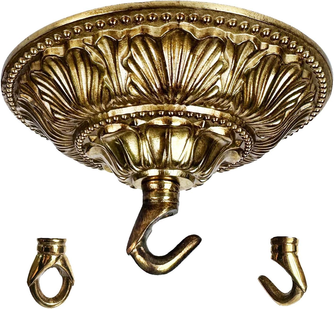 5.91" All Copper Chandelier Replacement Parts Light Canopy Kit can Light Conversion Kit to Pendant as Ceiling Medallion, Ceiling Cover Plate with Hooks for Antique Brass Pendant Light