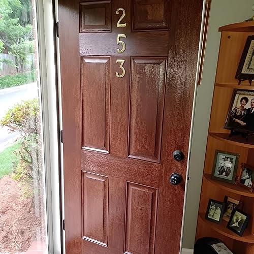 Miniatura 5 de Motif - Números de buzón de latón macizo lacado pulido de 4 pulgadas, números de casa para números de casa exteriores, letrero de dirección para