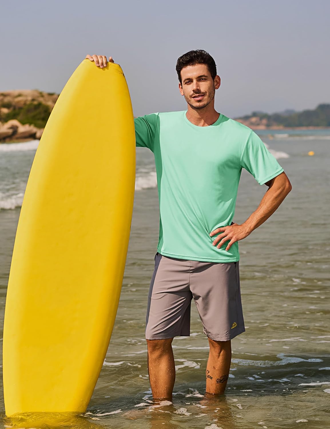 TACVASEN Men's UPF 50+ Sun Protection Shirts Quick Dry Short Sleeves Rash Guard Swim Shirts - Image 3