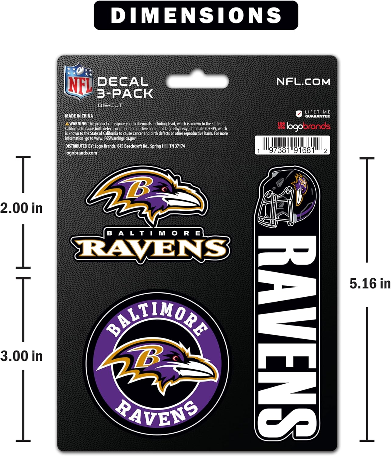 Baltimore Ravens NFL Team Logo Vinyl Sticker–Officially Licensed Baltimore Ravens 3 Pack Heavy Duty Decal for Indoor or Outdoor–Use for Laptops, Coolers, & Notebooks–Show Your Raven Pride - Image 5