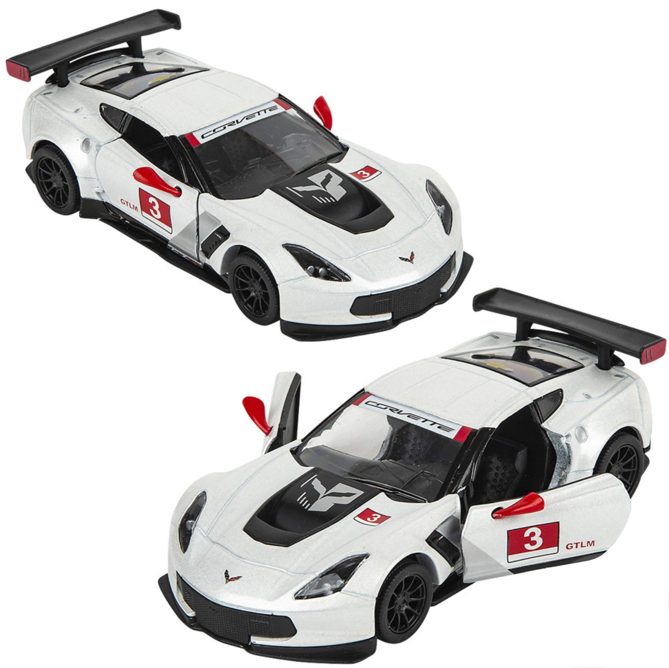 Kinsmart 1:36 Scale Die-Cast Corvette C7.R Race Car with Openable Doors and Pull Back Action 1