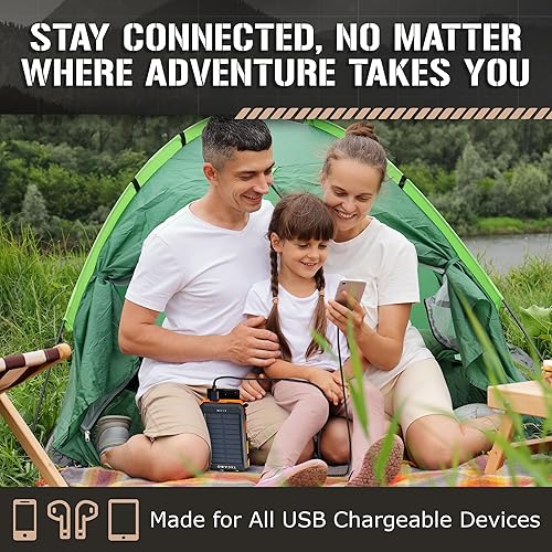 Miniatura 5 de TACAMO® Cargador portátil de banco de energía solar - IP67 impermeable y resistente al polvo - Cumple con TSA - para mochileros y camping - Puerto