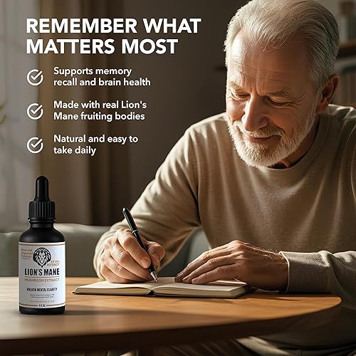 Miniatura 2 de Tintura de hongo con extracto de melena de león  Apoyo de enfoque, memoria y claridad  1 oz, suplemento de melena de león extracto líquido  Doble