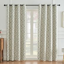 Warmstar Chenille Vintage Blue Floral Blackout Curtains, Floral Print Curtains for Living Room & Bedroom, Thermal Insulated Light Blocking Floral Curtains, 84 Inch Length 2 Panels