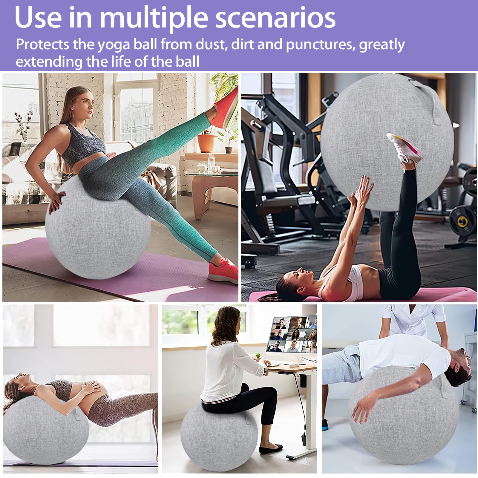 ZOSONET Funda para pelota de fitness, 55 cm, 65 cm, 75 cm, para pelota de fitness, pelota de fitness, pilates, yoga, pelota de equilibrio