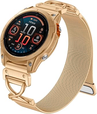 Ouwegaga X-Shape Metal Bands Compatible with Garmin Fenix 8/Fenix 7/Fenix 6/Fenix 5 Watch Band, 22mm Stainless Steel Milanese Loop Magnetic Clasp Strap for Fenix 8 7 6 Pro/Tactix 8 47mm/Fenix E/5 Plus