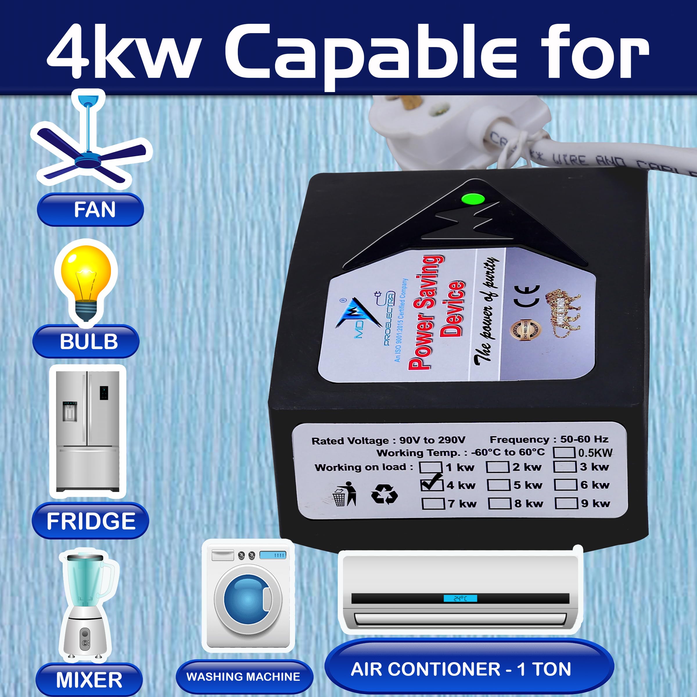 MD Proelectra (MDP05001) Power Saver (4KW) - Updated Electricity Saving Device (Electricity Saver) for Residential and Commercial - Made in India (4KW) 2